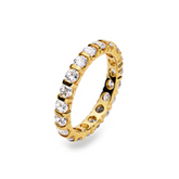 Classic Memoire Damenring mit Zirkonia in 750/18 Karat Gelbgold